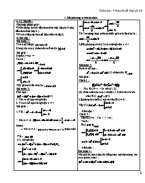 Giáo án Chuyên đề Đại số 10
